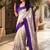 White floral silk blend saree