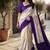 White floral silk blend saree
