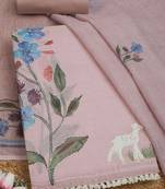 floral printed thread work unstitched dress material