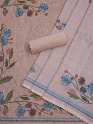 floral printed thread work unstitched dress material 4