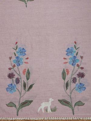 floral printed thread work unstitched dress material 5