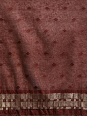 Beige woven design saree with blouse 5