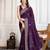 Purple cadberry embroidered saree with unstitched blouse