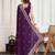 Purple cadberry embroidered saree with unstitched blouse