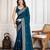 Teal cadberry embroidered saree with unstitched blouse