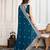 Teal cadberry embroidered saree with unstitched blouse