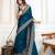 Teal cadberry embroidered saree with unstitched blouse