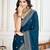 Teal cadberry embroidered saree with unstitched blouse
