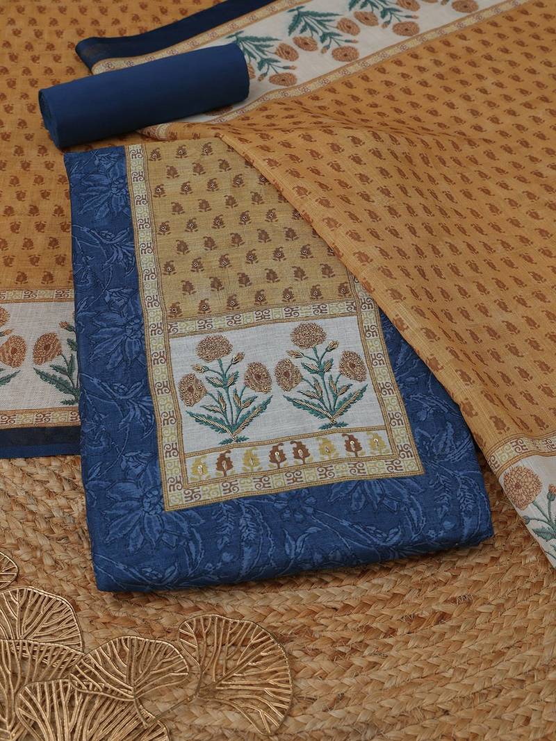 printed linen unstitched dress material
