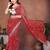 Red embroidered sarees with blouse piece