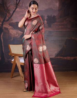 Green woven design banarasi saree 1