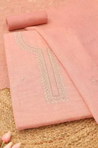 embroidered linen unstitched dress material