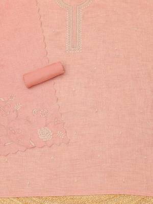 embroidered linen unstitched dress material 2