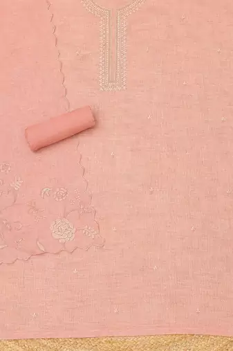 embroidered linen unstitched dress material