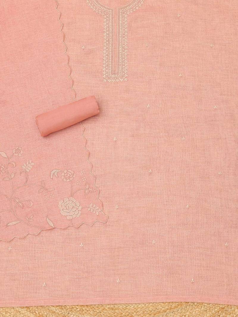 embroidered linen unstitched dress material