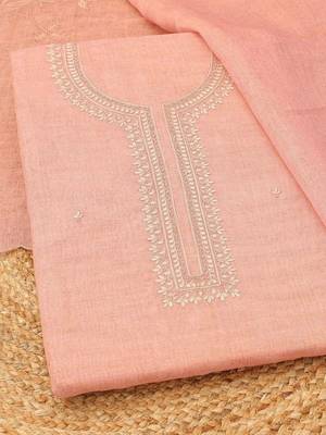 embroidered linen unstitched dress material 3