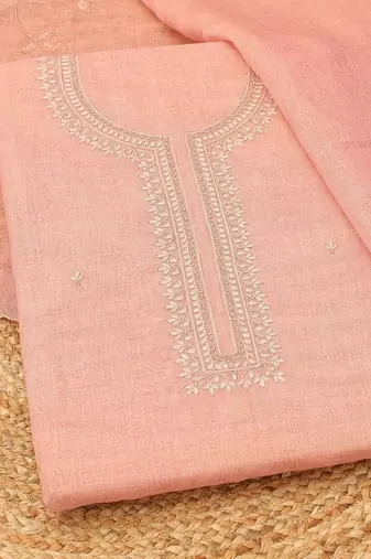 embroidered linen unstitched dress material