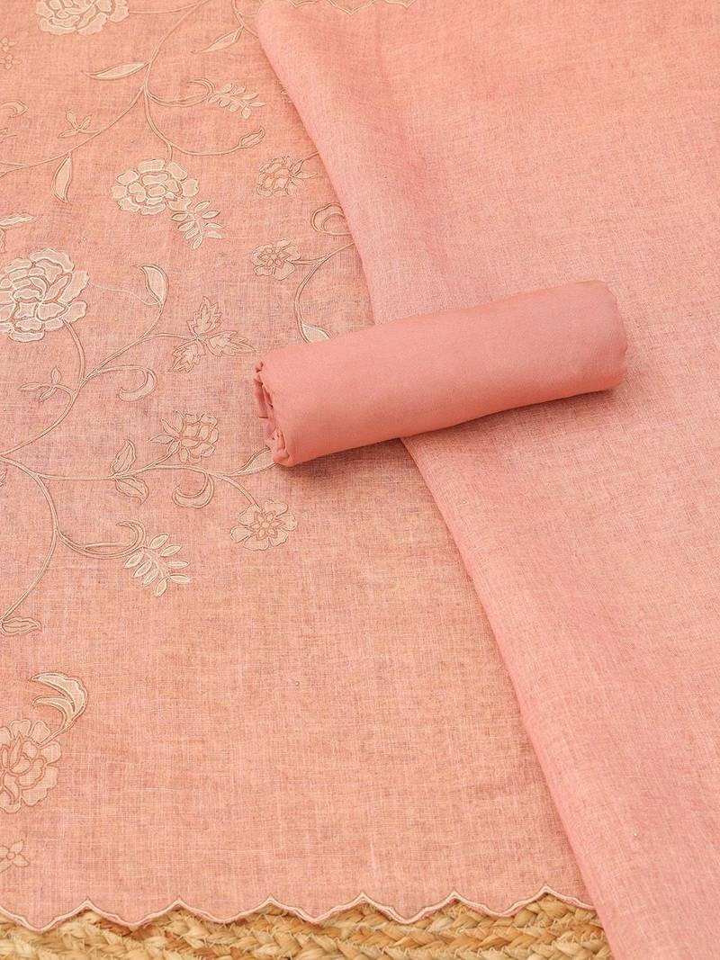 embroidered linen unstitched dress material