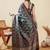 Teal ethnic motifs digital printed silk blend saree with unstitched blouse