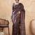 Black ethnic motifs digital printed silk blend saree with unstitched blouse