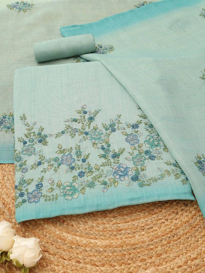 printed linen unstitched dress material