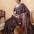 Black ethnic motifs digital printed silk blend saree with unstitched blouse
