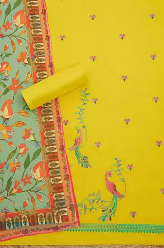 floral embroidered unstitched dress material
