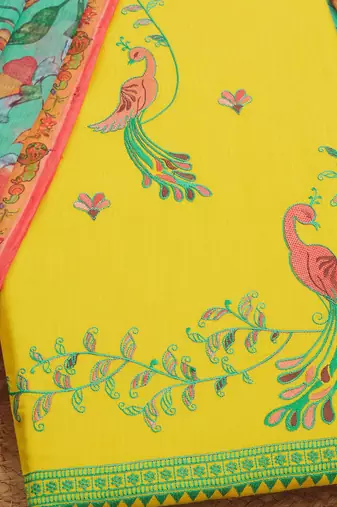 floral embroidered unstitched dress material
