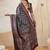 Navy blue ethnic motifs digital printed silk blend saree with unstitched blouse