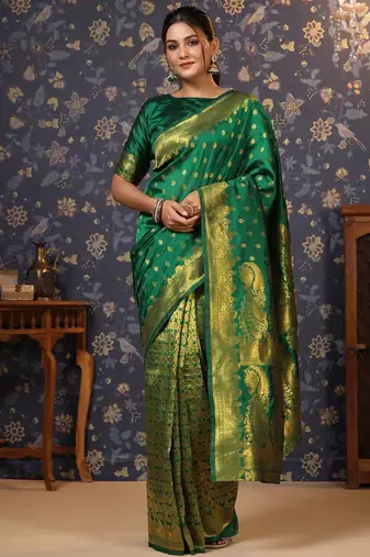 Green woven design banarasi saree