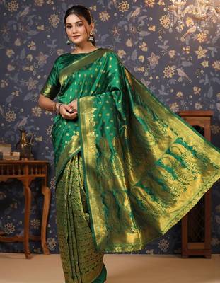 Green woven design banarasi saree 2