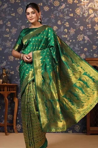 Green woven design banarasi saree