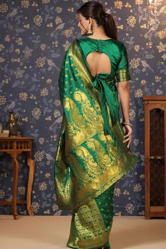 Green woven design banarasi saree