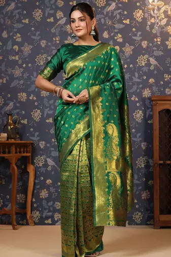Green woven design banarasi saree