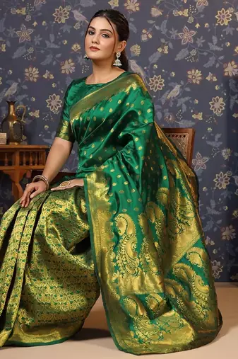 Green woven design banarasi saree