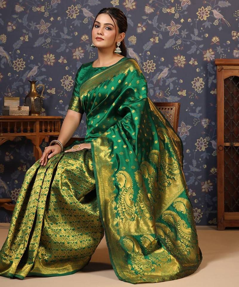 Green woven design banarasi saree