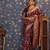 Burgundy floral woven design zari banarasi saree