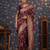 Burgundy floral woven design zari banarasi saree