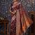 Burgundy floral woven design zari banarasi saree