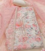 floral printed beads work chanderi unstitched dress material