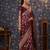Burgundy floral woven design zari banarasi saree
