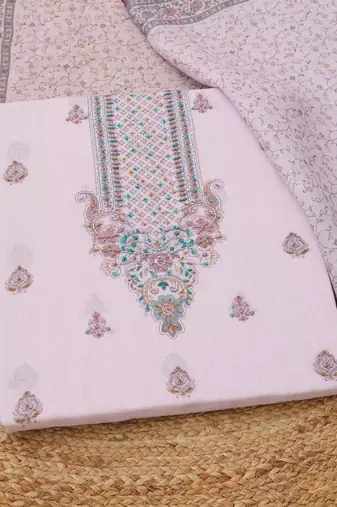 printed linen unstitched dress material
