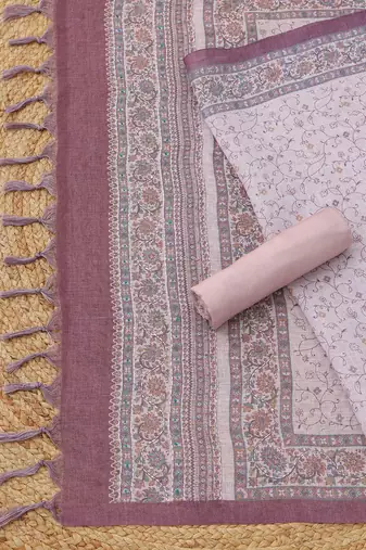 printed linen unstitched dress material