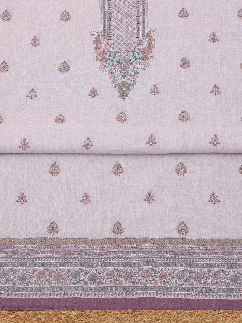 printed linen unstitched dress material
