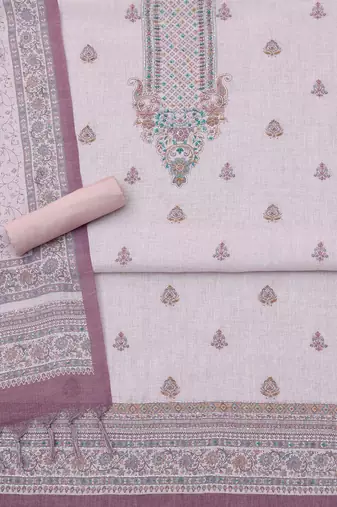 printed linen unstitched dress material