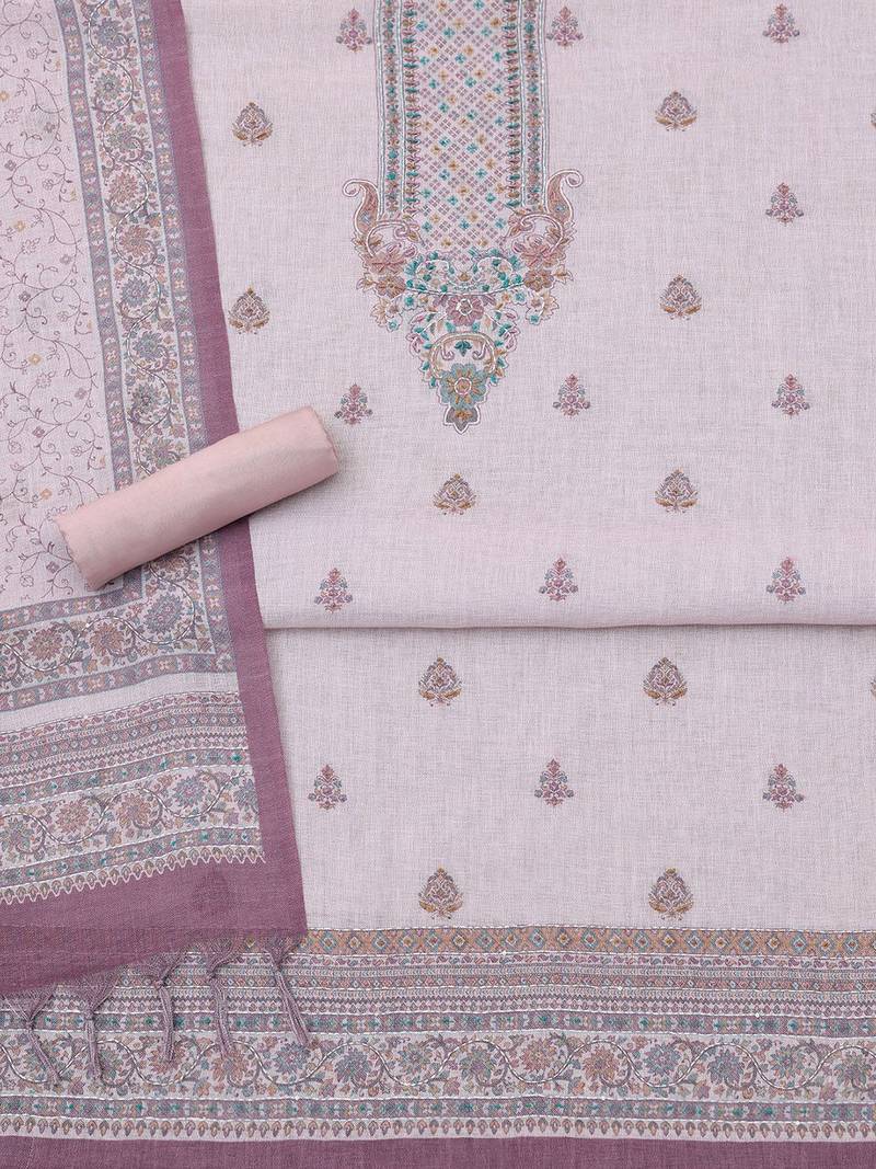 printed linen unstitched dress material