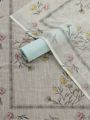 floral printed sequinned linen unstitched dress material 3