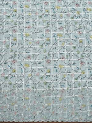floral printed sequinned linen unstitched dress material 5