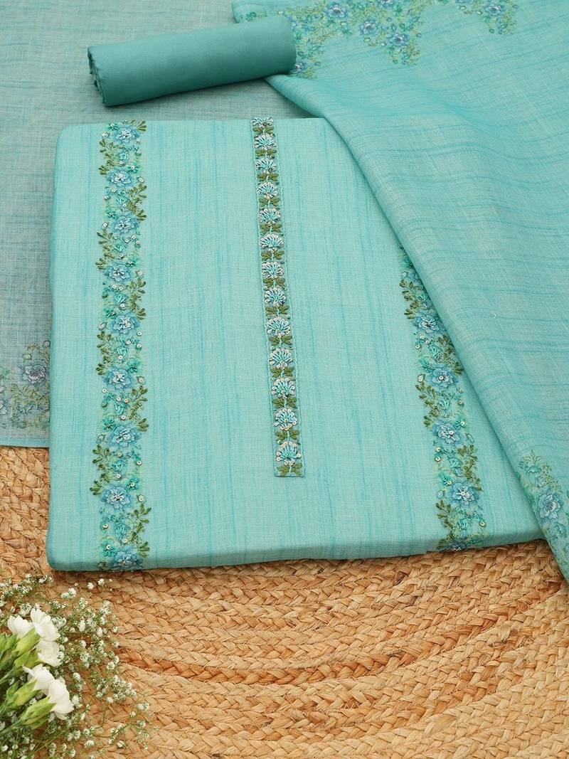 printed linen unstitched dress material