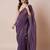 Purple embellished satin silk saree with unstitched blouse